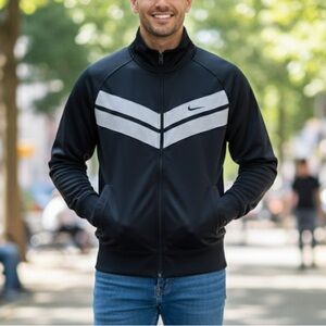 SOLD Nike Men's Black and White Zip Up Jacket Size Large